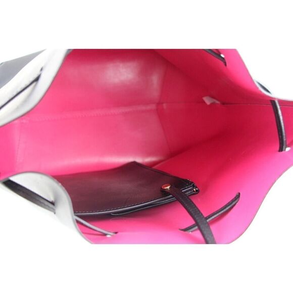 MANSUR GAVRIEL BLACK PINK GENUINE LEATHER DRAWSTRING X-BODY SHOULDER BAG + POUCH - Picture 8 of 16